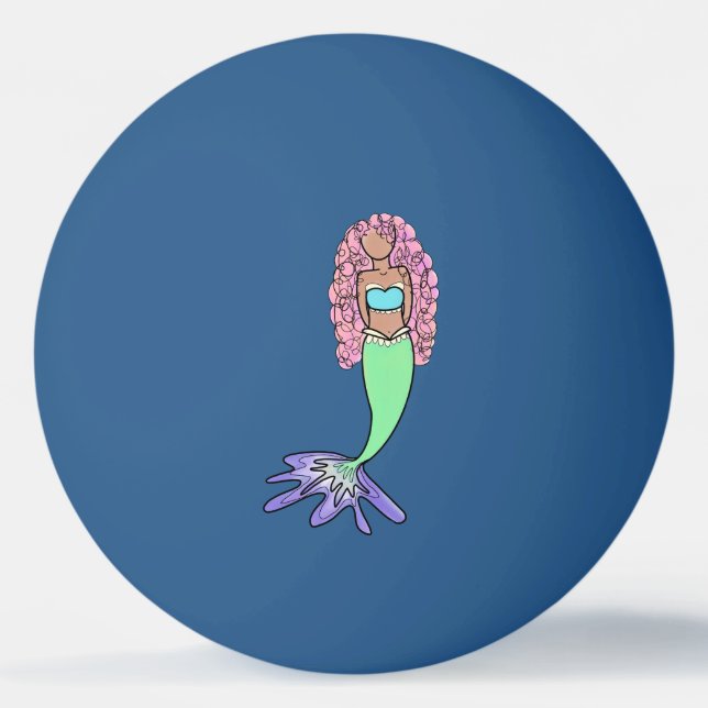 Pelota De Ping Pong sirena de arco iris rosa azul violeta verde rizo n (Anverso)