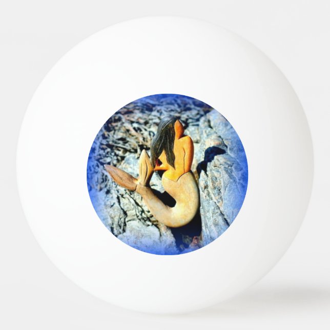 Pelota De Ping Pong sirena de pelo negro (Anverso)