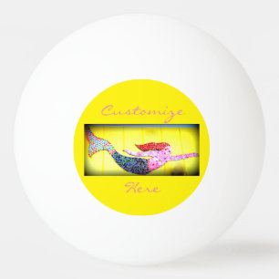Pelota De Ping Pong sirena rosada del mosaico que nada