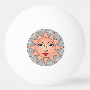 Pelota De Ping Pong Sonriente cara solar   Símbolo de astronomía