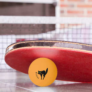Pelota De Ping Pong Spooky Black Cat Custom Name Naranja Fun Fiesta Be