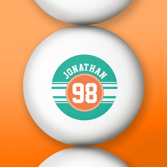 Pelota De Ping Pong Sports Jersey Stripes Emerald & Naranja Número de  (Custom Ping Pong Balls)