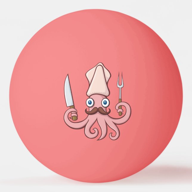Pelota De Ping Pong Squid Chef Personalizado (Anverso)