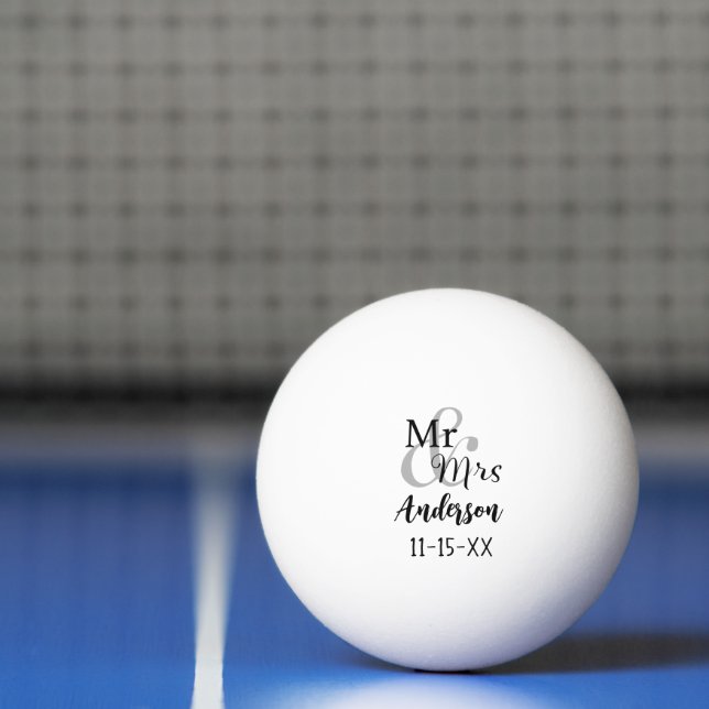 Pelota De Ping Pong Sr. y Sra. Boda Pareja Personalizada (Neto)