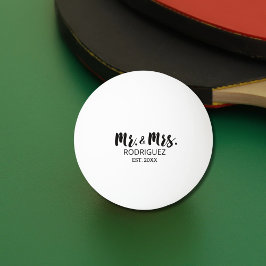 Pelota De Ping Pong Sr. y Sra. Modern Brush Font Boda Gift