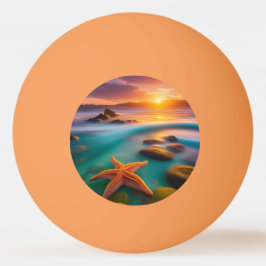 Pelota De Ping Pong Starfish en la playa al amanecer