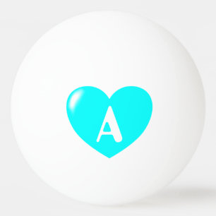 Pelota De Ping Pong Su Monograma Gran Turquesa Corazón Ping Pong Ball