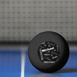 Pelota De Ping Pong Su nombre y patrón de monograma personalizado negr
