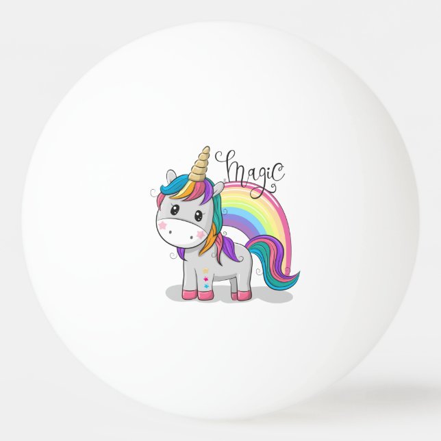 Pelota De Ping Pong Süßes Einhorn Unicorn mit großen Augen (Anverso)