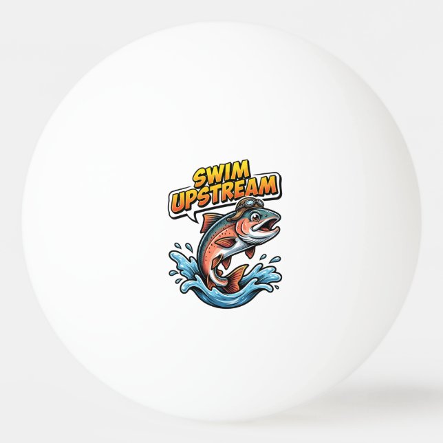 Pelota De Ping Pong Swim Upstream Salmon Motivational (Anverso)