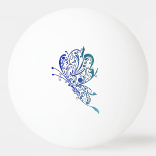 Pelota De Ping Pong Tatuaje azul de la mariposa