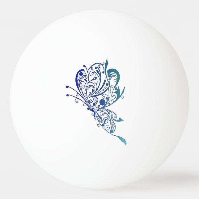 Pelota De Ping Pong Tatuaje azul de la mariposa (Anverso)