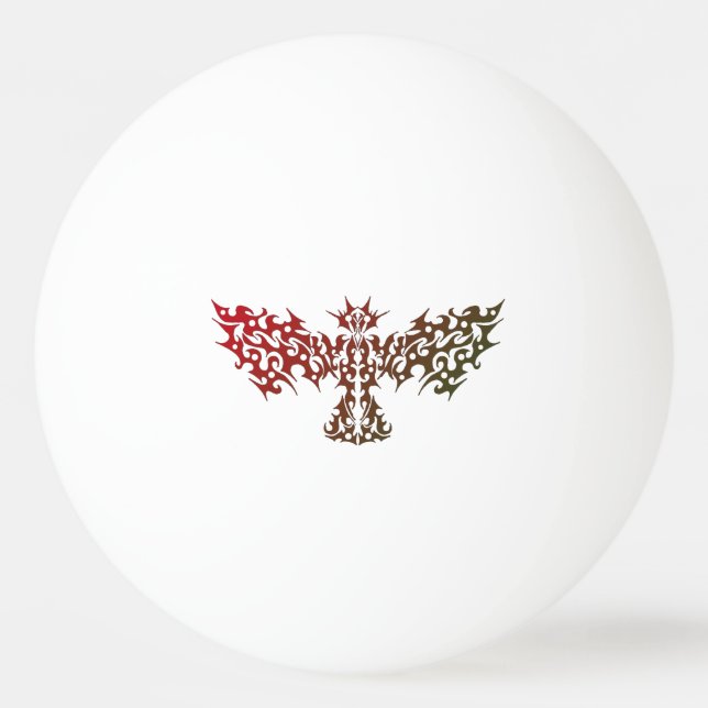 Pelota De Ping Pong Tatuaje de aves tribales dragón rojo (Anverso)