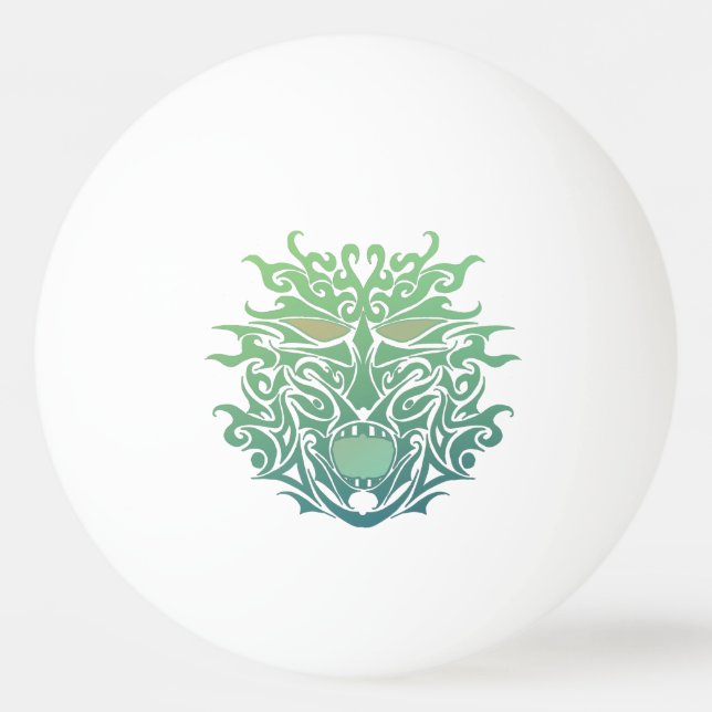 Pelota De Ping Pong Tatuaje tribal de la máscara verde del fantasma (Anverso)