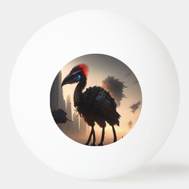 Pelota De Ping Pong "Techno-Feathers: The Futuristic Emu Robot" (Anverso)