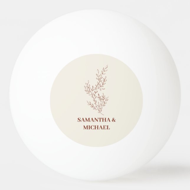 Pelota De Ping Pong Terracotta Boda de flores de marfil beige (Anverso)