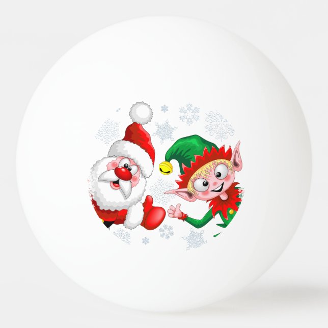 Pelota De Ping Pong Thumbup de caracteres de Navidades de Santa y Elf (Anverso)