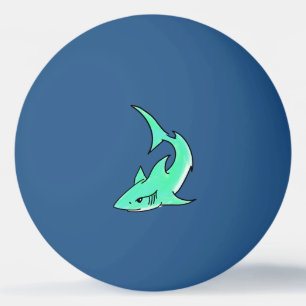 Pelota De Ping Pong tiburón sonriente de dibujos animados azul verde m