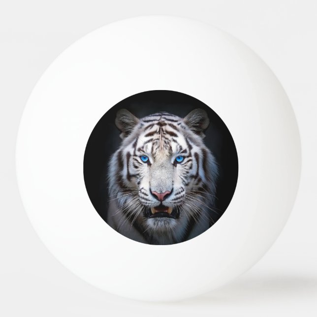 Pelota De Ping Pong Tigre Blanco Ojos Azules (Anverso)
