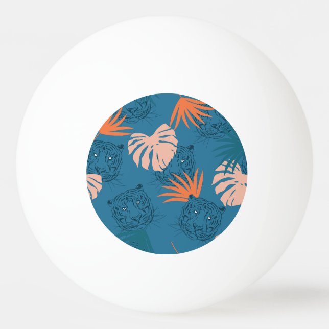 Pelota De Ping Pong Tigre tropical deja azul profundo (Anverso)