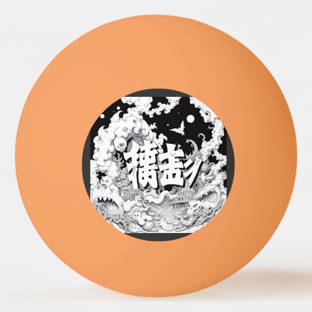 Pelota De Ping Pong Tokio Blanco y Negro (Anverso)