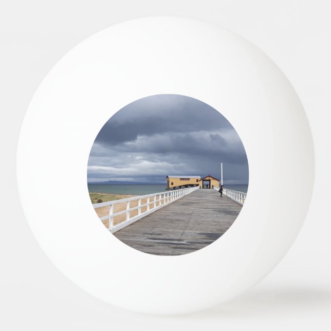 Pelota De Ping Pong Tormenta sobre el muelle de Queenscliff (Anverso)