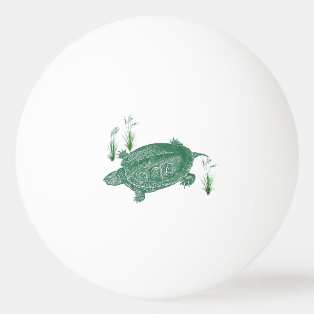 Pelota De Ping Pong Tortuga del Mar Verde (Anverso)