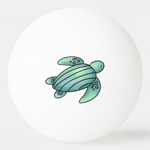 Pelota De Ping Pong tortuga marina pintada con acuarela azul verde de