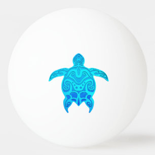 Pelota De Ping Pong Tortuga tribal azul