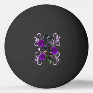 Pelota De Ping Pong Triple Día Negro De Los Cránulos Muertos Rosas Mor