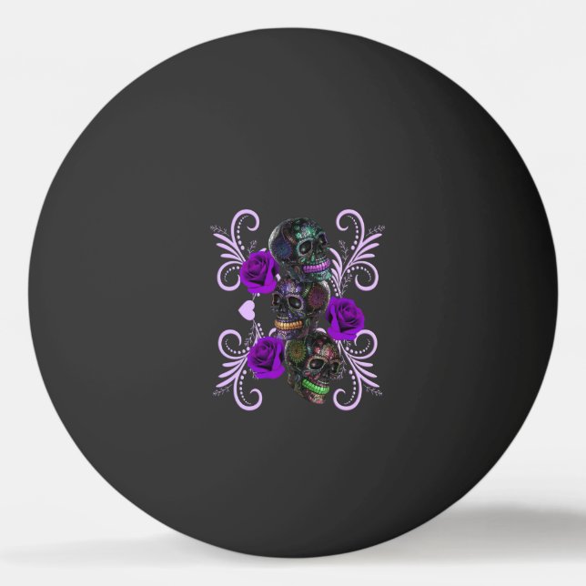 Pelota De Ping Pong Triple Día Negro De Los Cránulos Muertos Rosas Mor (Anverso)