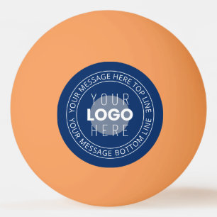 Pelota De Ping Pong Tu logotipo y texto circular personalizable   Azul