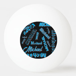 Pelota De Ping Pong Tu patrón de nombre monograma azul rojo negro colo