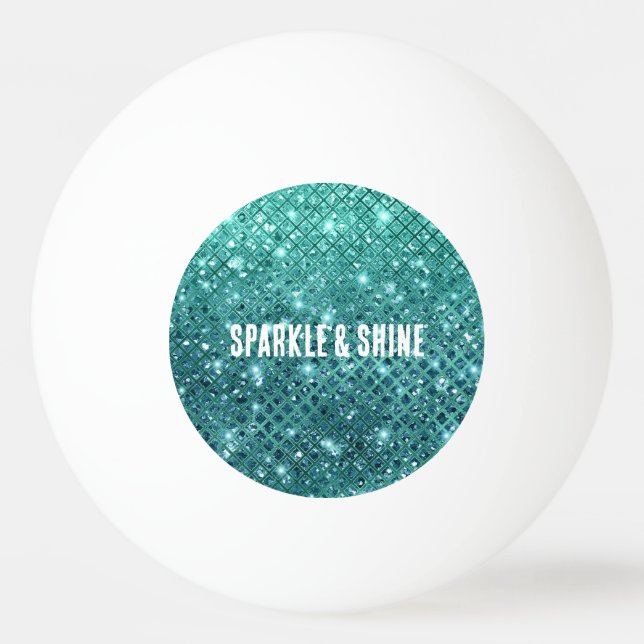 Pelota De Ping Pong Turquoise Aqua Green Sparkle (Anverso)