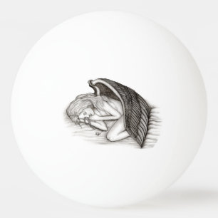 Pelota De Ping Pong Un ángel dormido, diseño negro y blanco