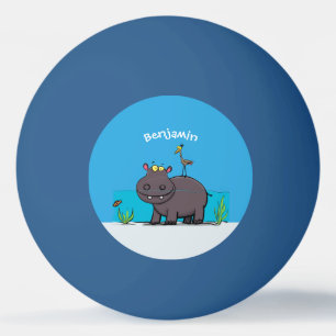 Pelota De Ping Pong Un gracioso hipopótamo con personalizado de pájaro