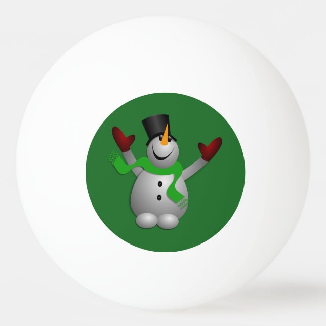 Pelota De Ping Pong Un muñeco de nieve feliz (Anverso)
