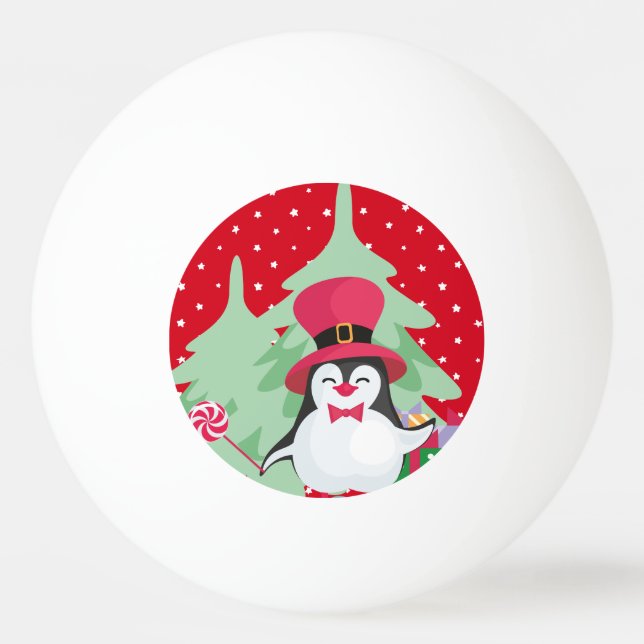Pelota De Ping Pong Un pingüino de Navidades festivos - 1 (Anverso)