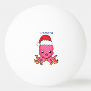Pelota De Ping Pong Un pulpo alegre lindo usando Navidades gorra perso