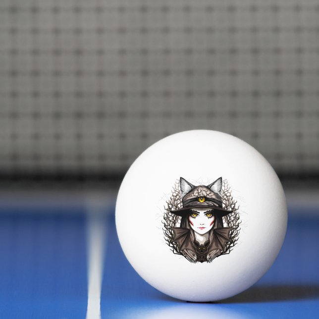 Pelota De Ping Pong Un retrato cursi de bruja de Gato de Brujas Hallow (Neto)