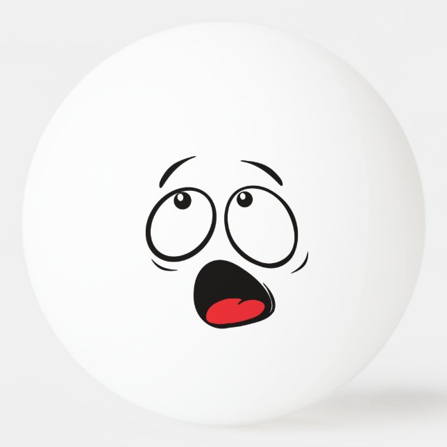Pelota De Ping Pong Una Emoji Divertida Horrorizada. Emoticón. (Anverso)