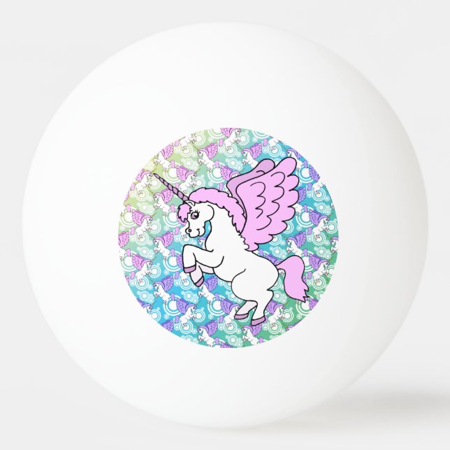 Pelota De Ping Pong Unicornio blanco y rosado (Anverso)