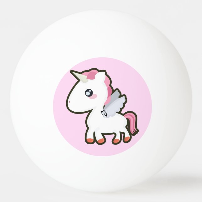 Pelota De Ping Pong Unicornio de Kawaii (Anverso)