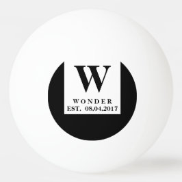 Pelota De Ping Pong Urban Minimalist Wedding | Black Newlywed Monogram