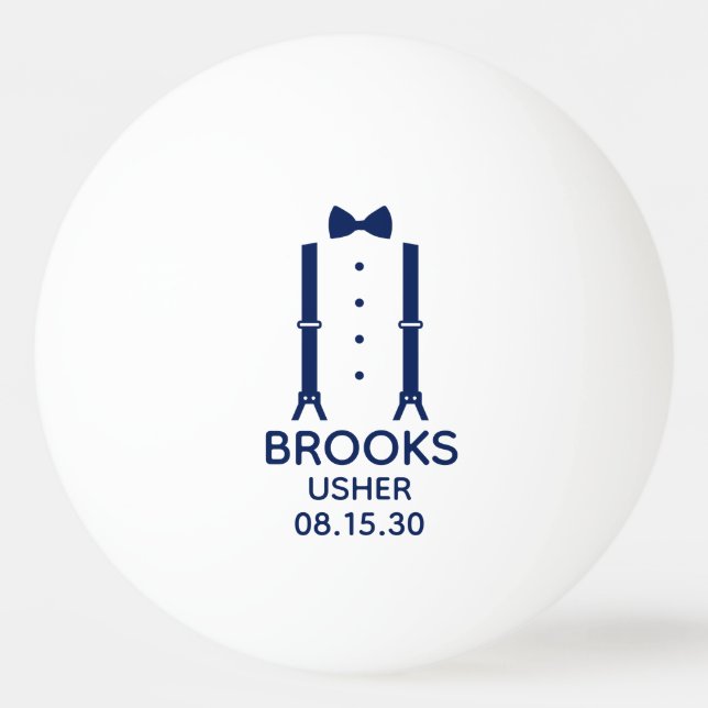 Pelota De Ping Pong Usher Blue Bow Tie (Anverso)