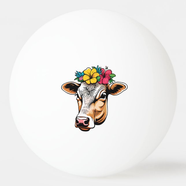 Pelota De Ping Pong Vaca de flores (Anverso)