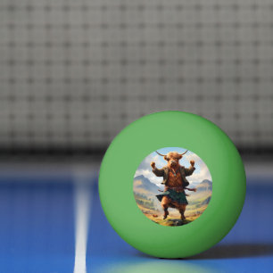 Pelota De Ping Pong Vaca de las Tierras Altas bailando el Highland Fli