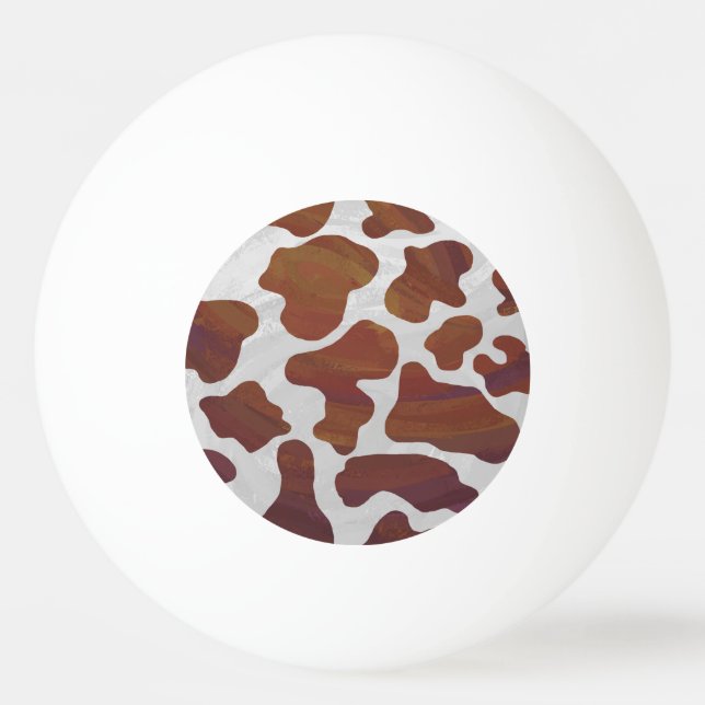 Pelota De Ping Pong Vaca Marrón y Blanco Estampado (Anverso)