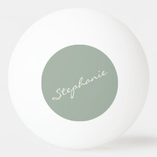 Pelota De Ping Pong Verde Salvia Escritura Elegante Nombre Minimalista