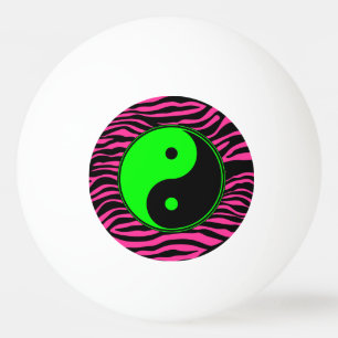 PELOTA DE PING PONG VERDE YIN-YANG DE LA CEBRA DE LAS ROSAS FUERTES